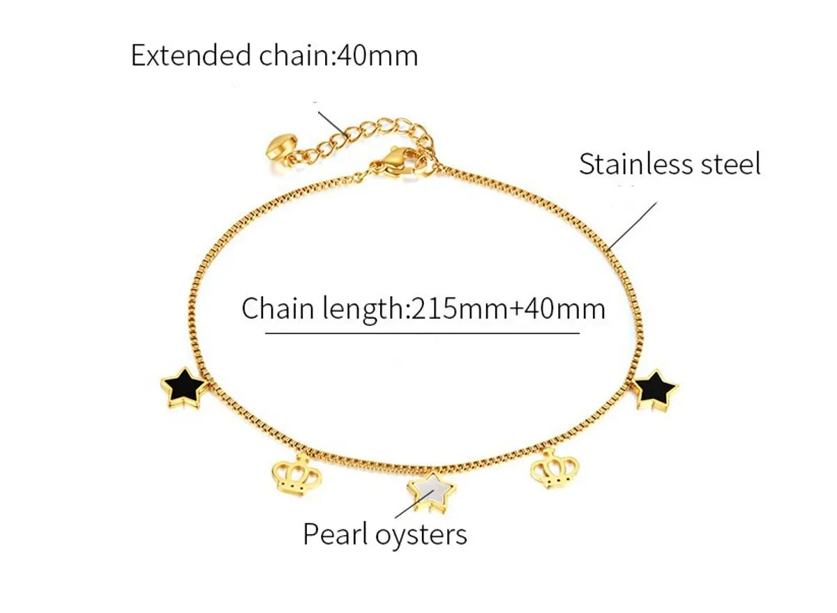 Simple Style Star Stainless Steel Hollow Out Women's Anklet – Gold-Plated