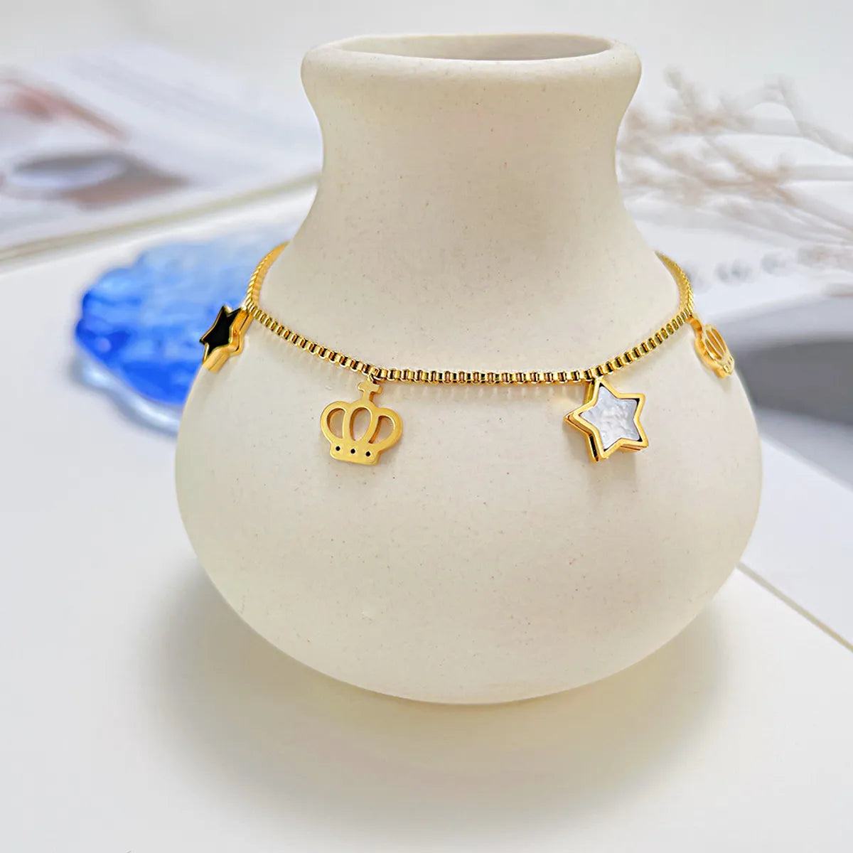 Simple Style Star Stainless Steel Hollow Out Women's Anklet – Gold-Plated