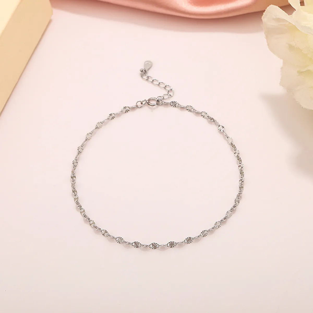 Simple Style Solid Color Sterling Silver Inlay Zircon Anklet for Women – Elegant & Dazzling