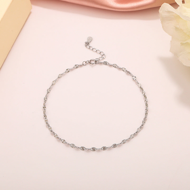 Simple Style Solid Color Sterling Silver Inlay Zircon Anklet for Women – Elegant & Dazzling