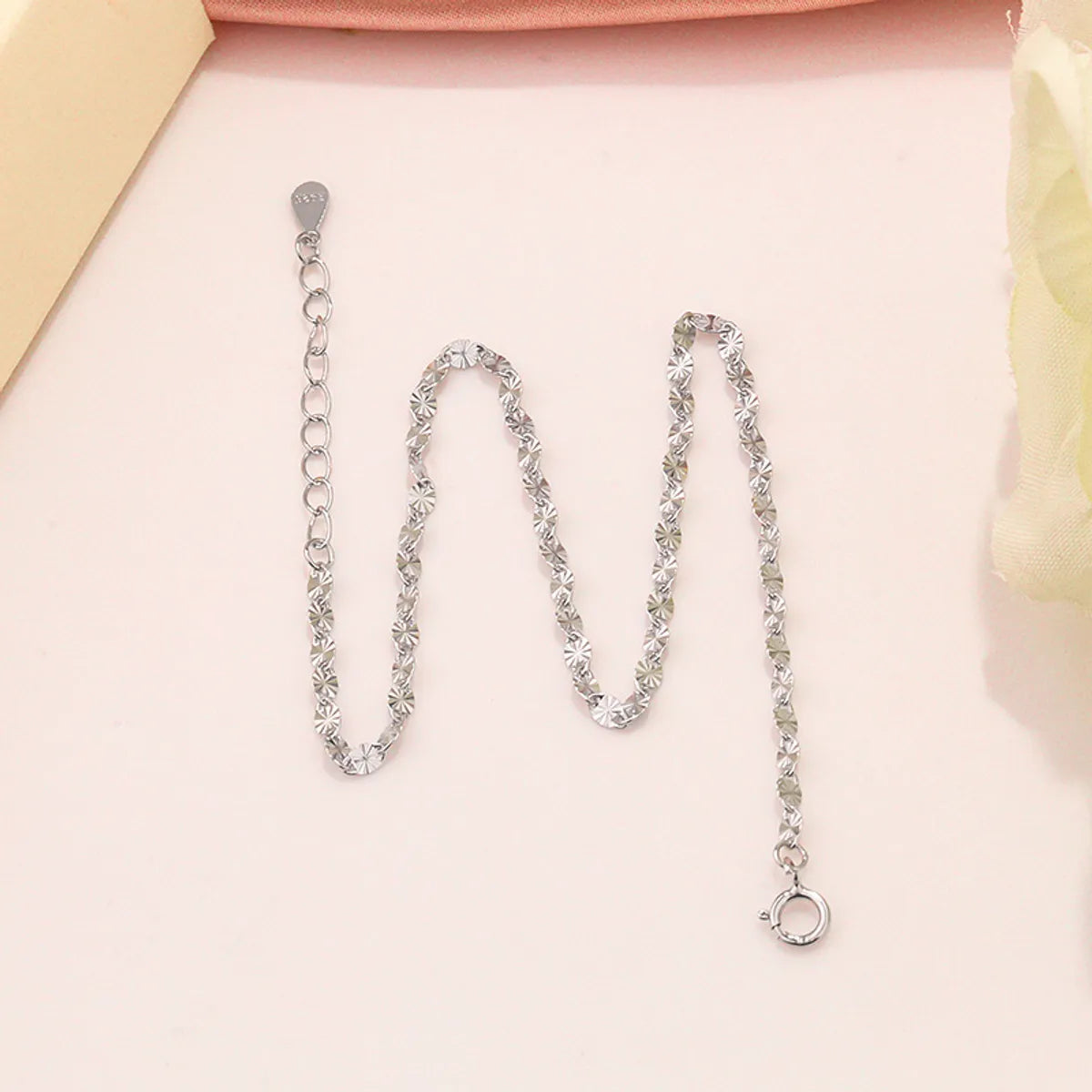 Simple Style Solid Color Sterling Silver Inlay Zircon Anklet for Women – Elegant & Dazzling