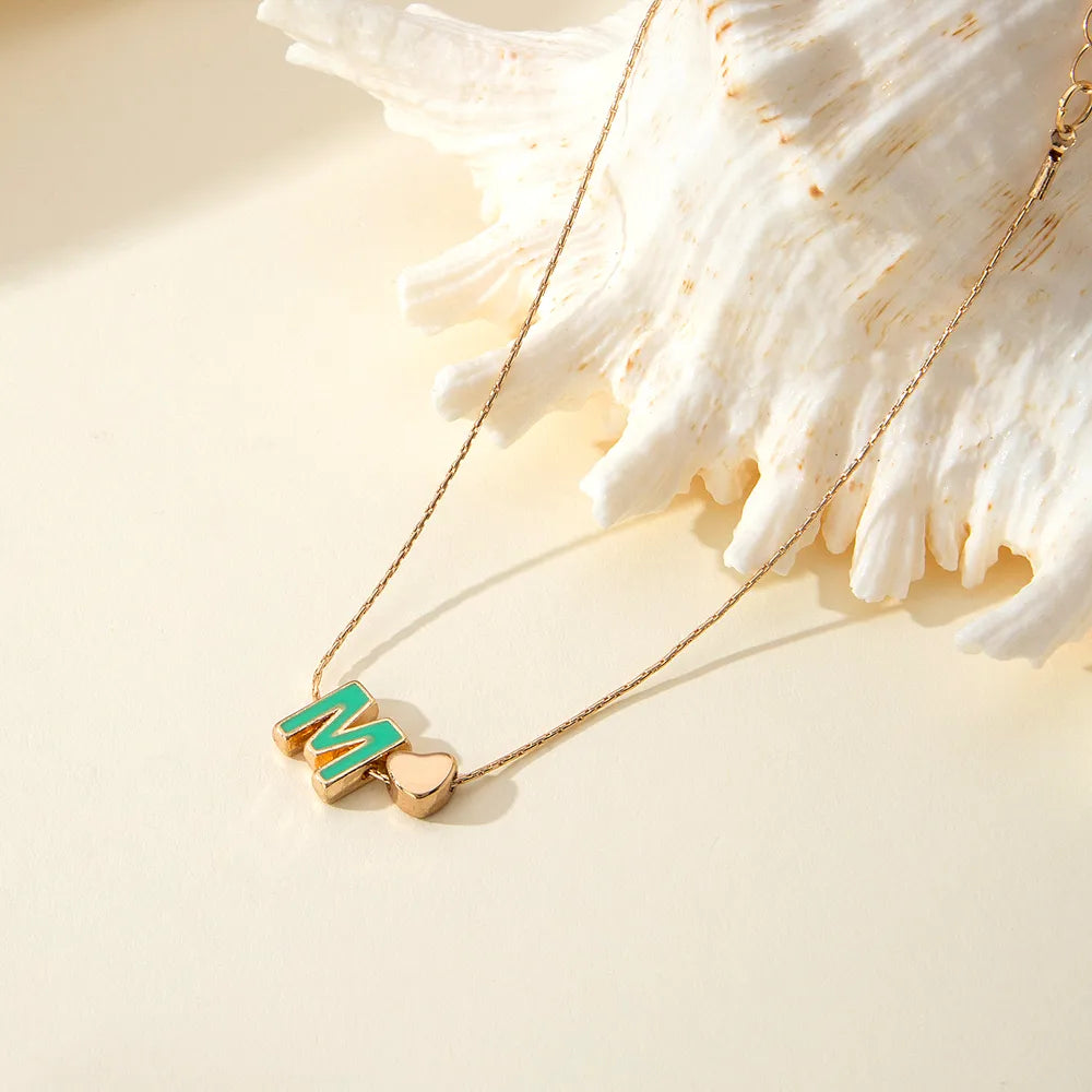 Hawaiian Vacation Tropical Letter & Heart Alloy Epoxy Anklet