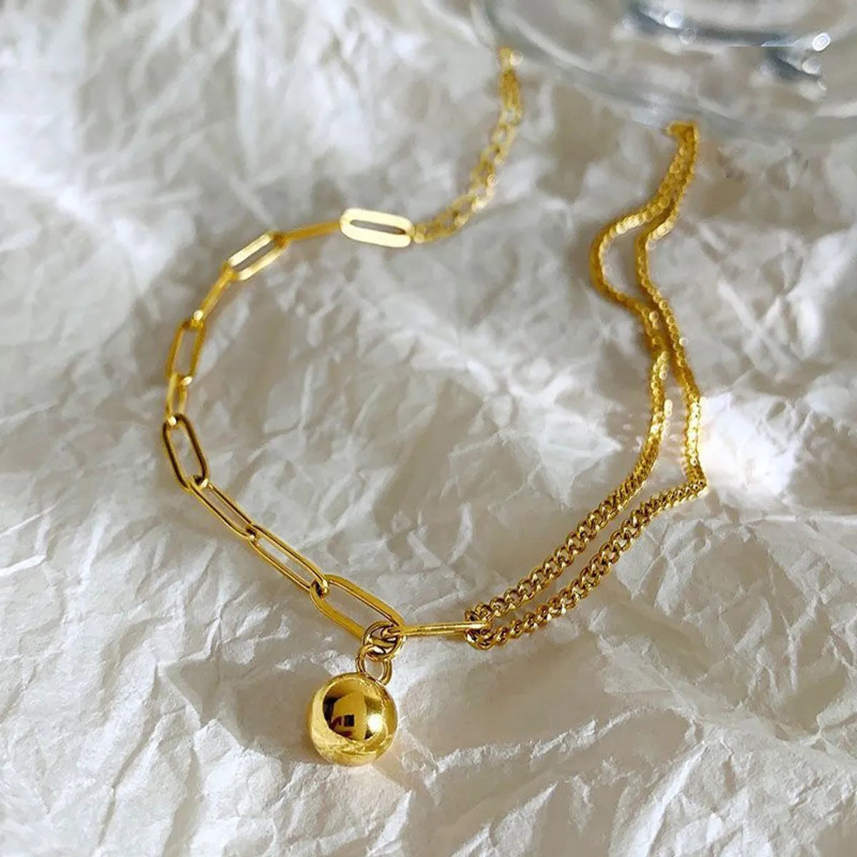 Gold Plated 304 Stainless Steel Anklet with Round Charm – Hawaiian Style | Dariya Jewelry