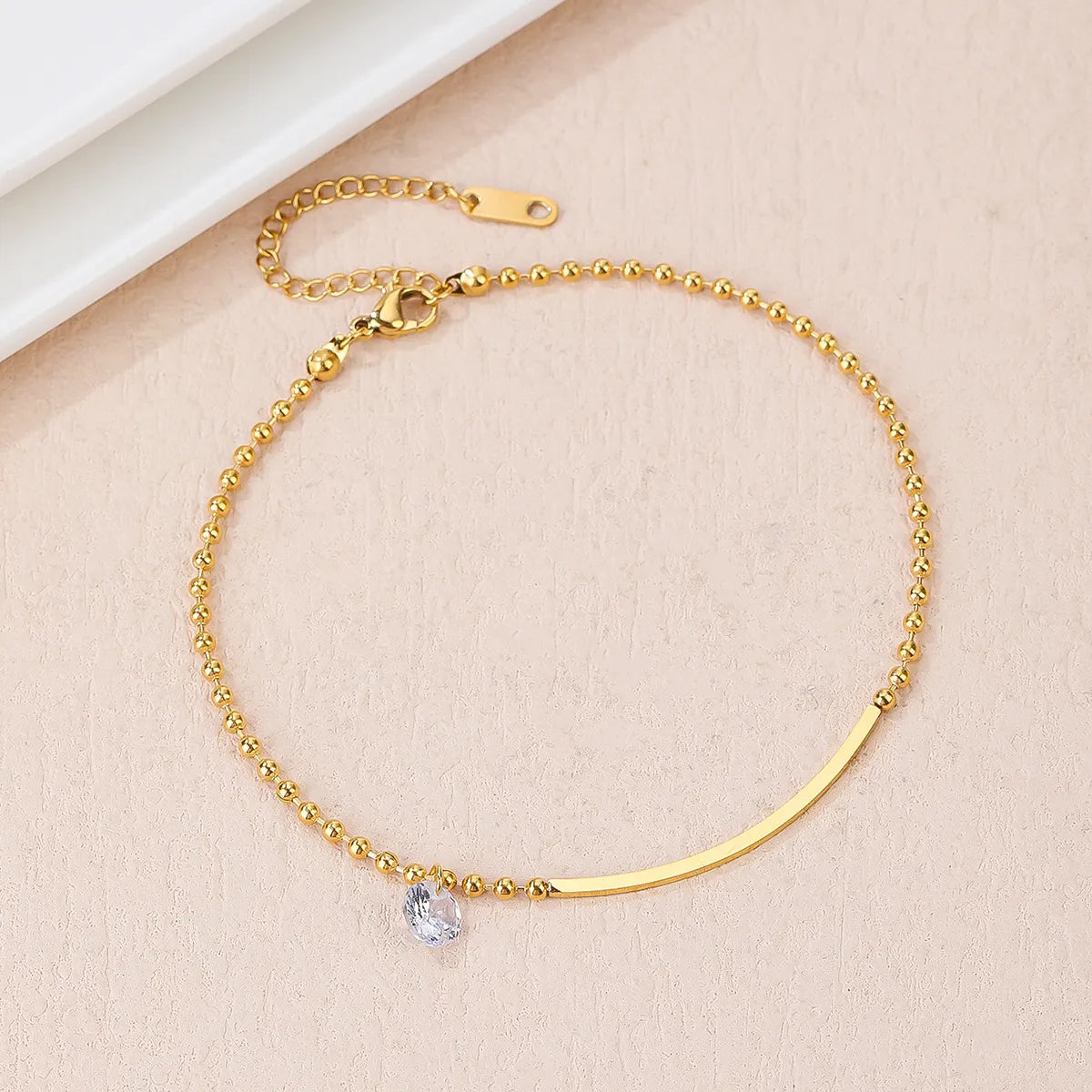 Gold-Plated Titanium Steel Anklet with Crystal Charm – Simple & Chic | Dariya Jewelry