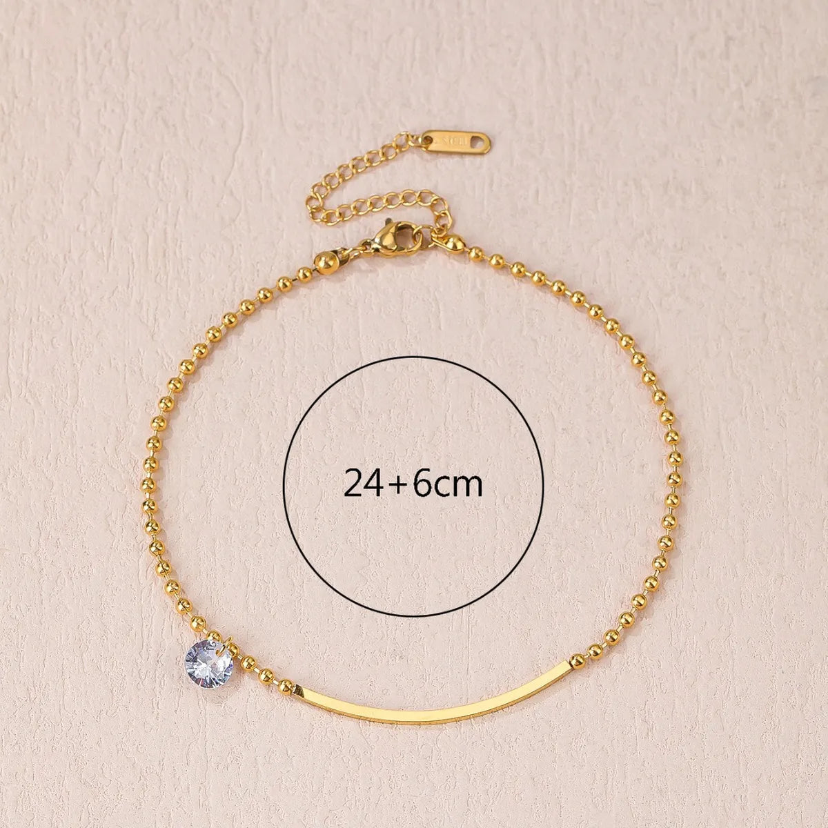 Gold-Plated Titanium Steel Anklet with Crystal Charm – Simple & Chic | Dariya Jewelry