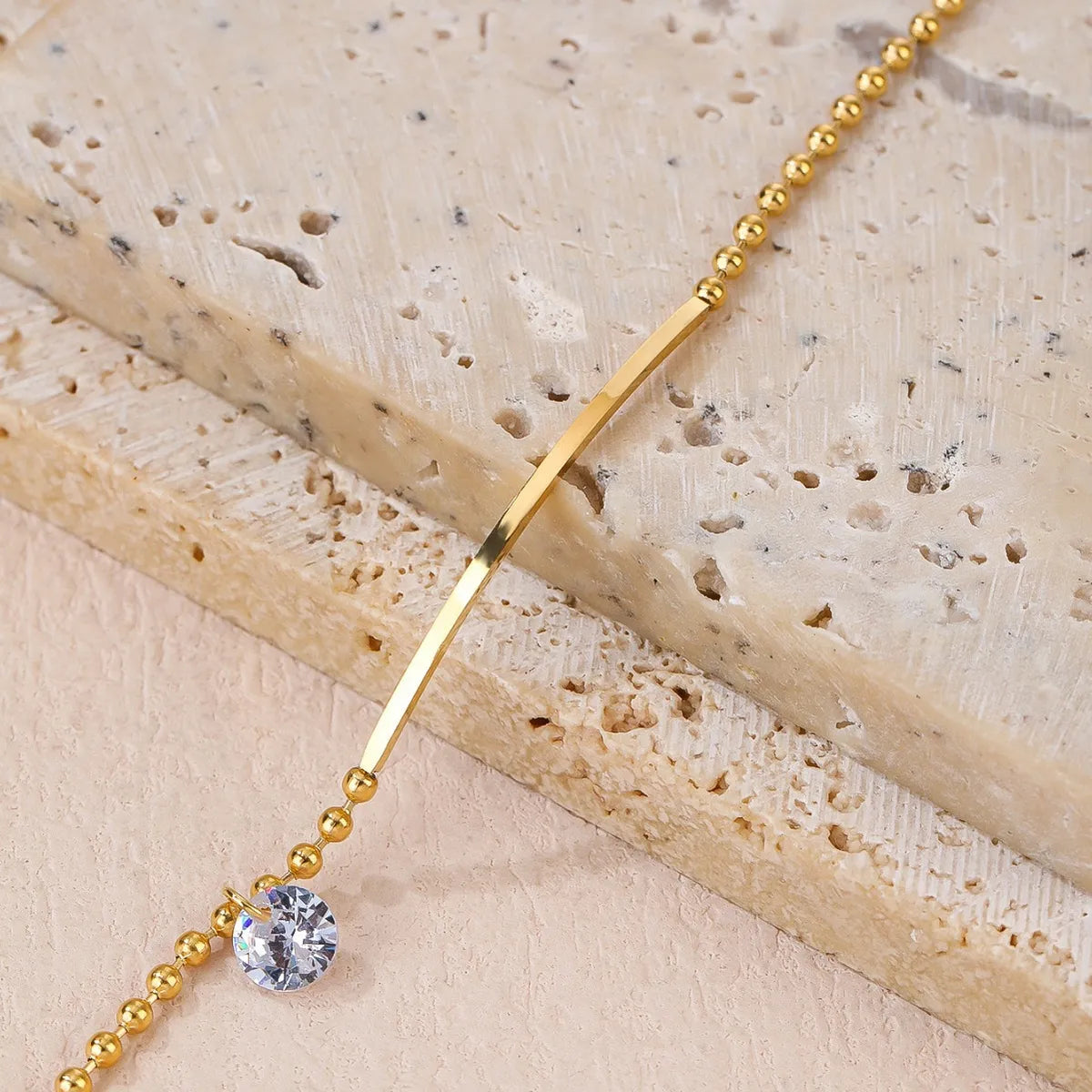 Gold-Plated Titanium Steel Anklet with Crystal Charm – Simple & Chic | Dariya Jewelry