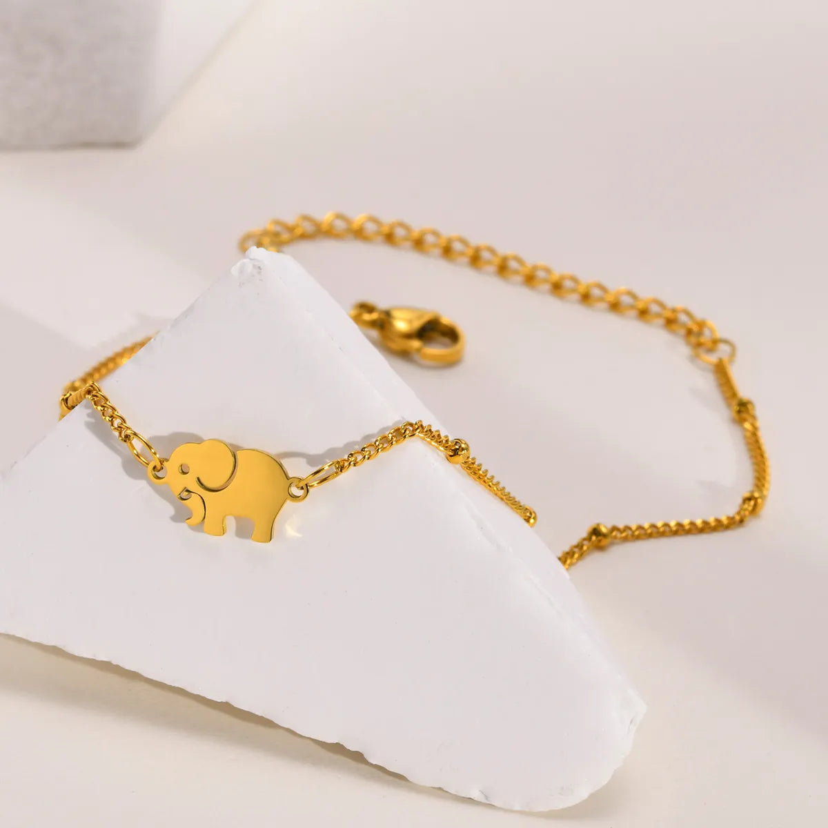 Ethnic Style Gold-Plated Elephant Anklet - Titanium Steel for Women