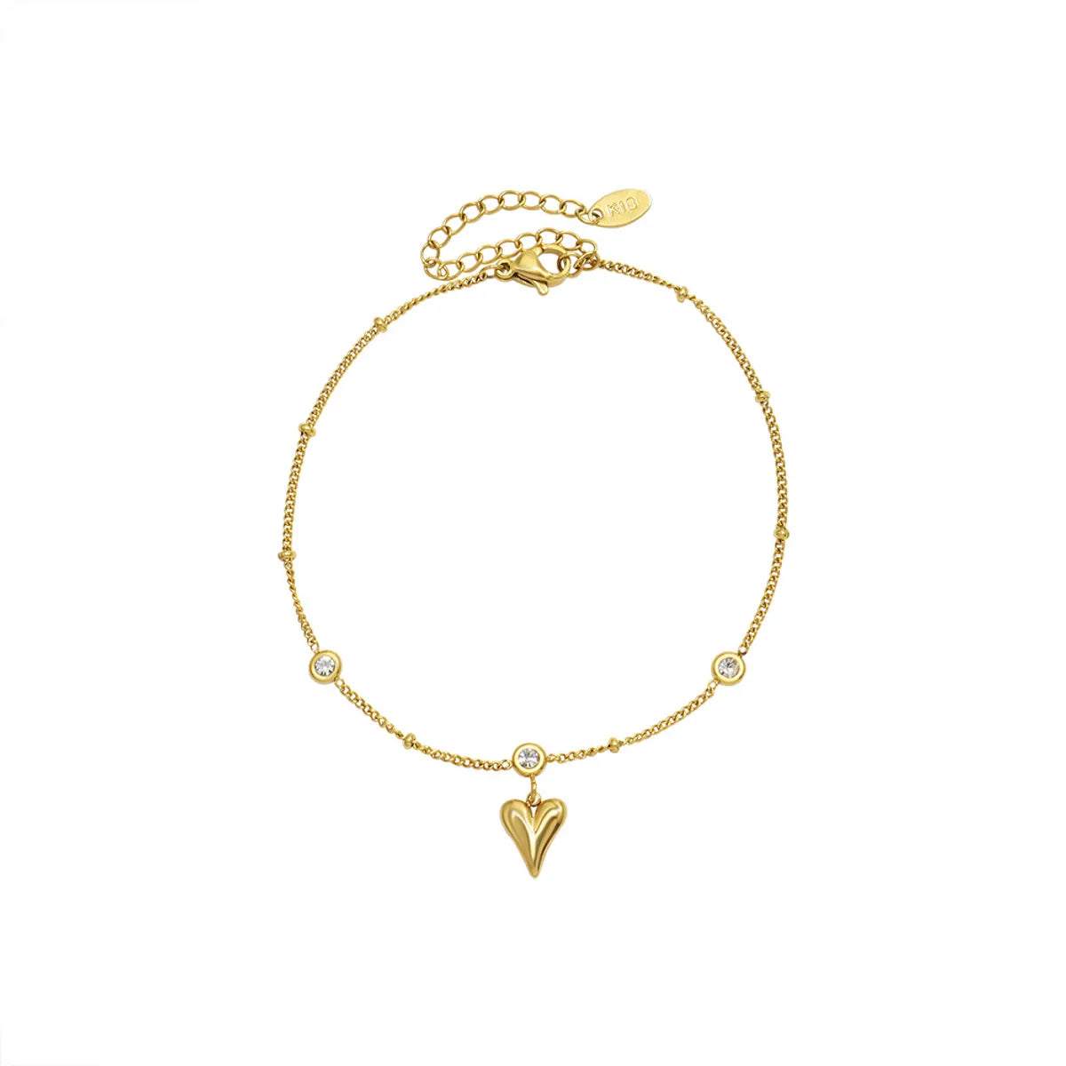Peach Heart Titanium Steel Gold Plated Zircon Anklet – Trendy & Fashionable