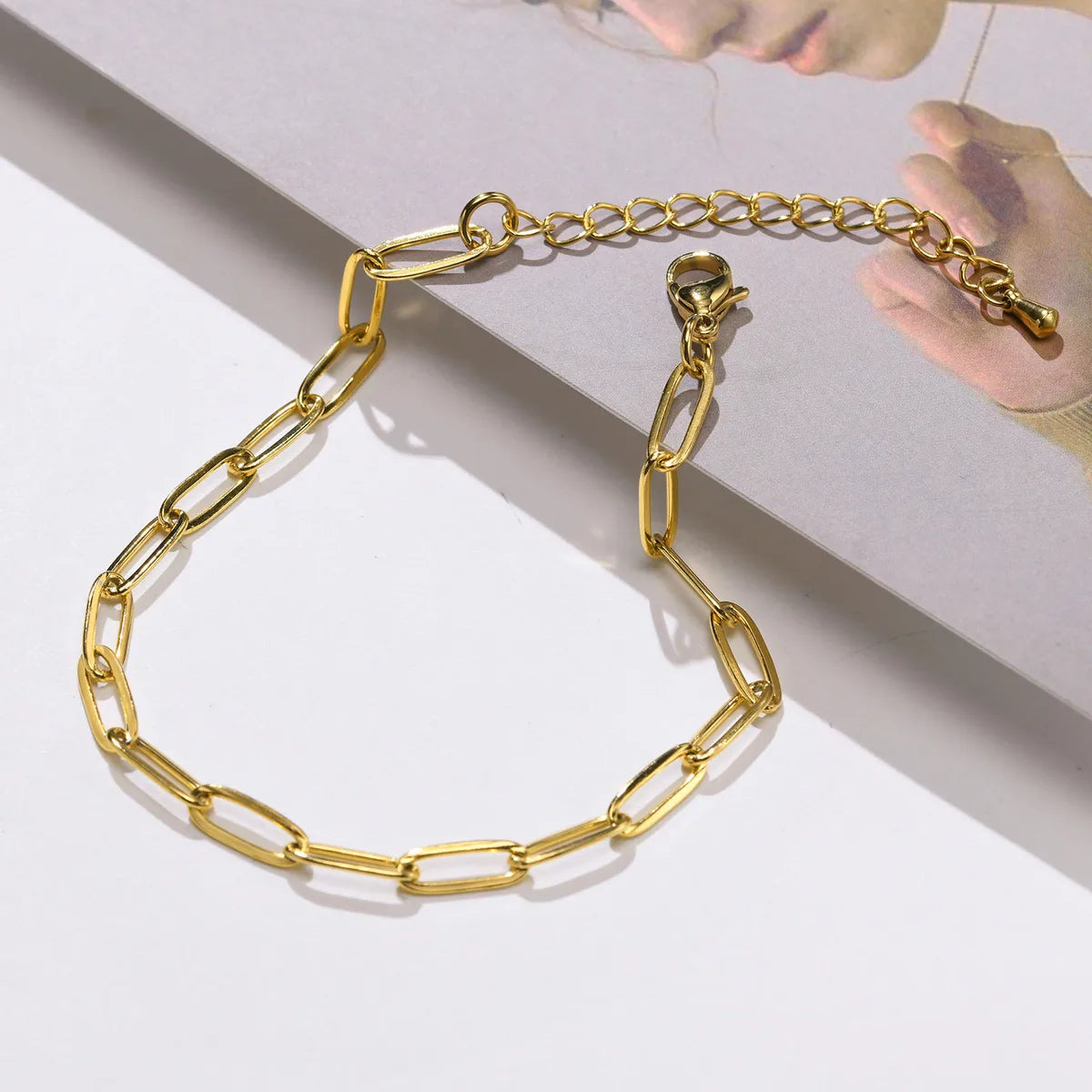 Gold-Plated Geometric Titanium Steel Anklet for Women – Fashion Link Chain (ADIY42)