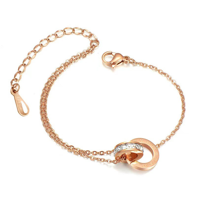Korean Roman Numeral Anklet in Titanium Steel – Elegant & Trendy Style