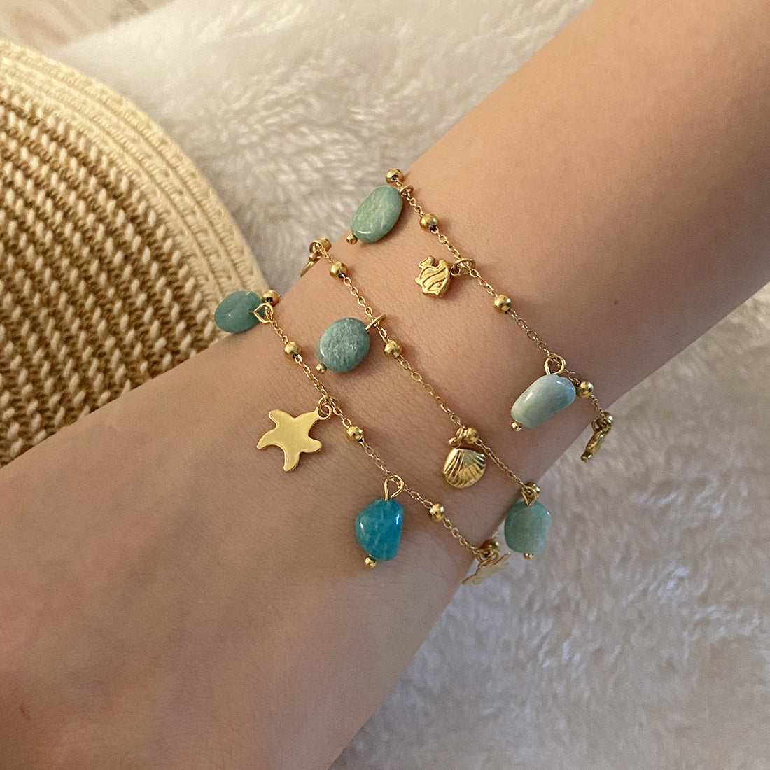 Gold-Plated Stainless Steel Charm Bracelet – Ocean-Inspired Chic (SKU: ADIY52)