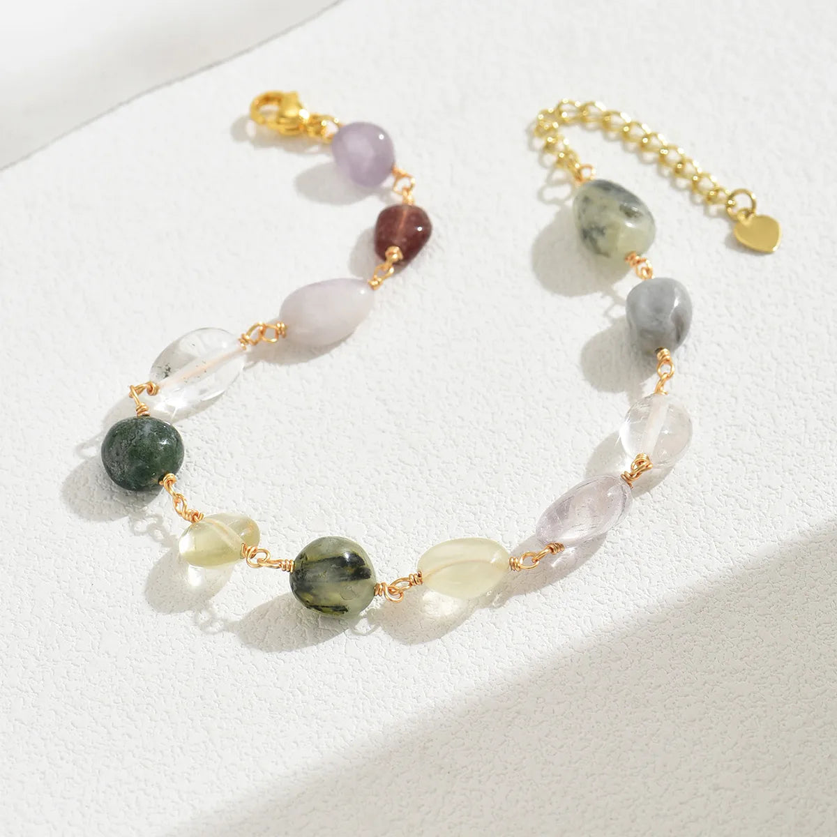 18K Gold Plated Irregular Gemstone Anklet – Vacation Beach Style | Dariya Jewelry