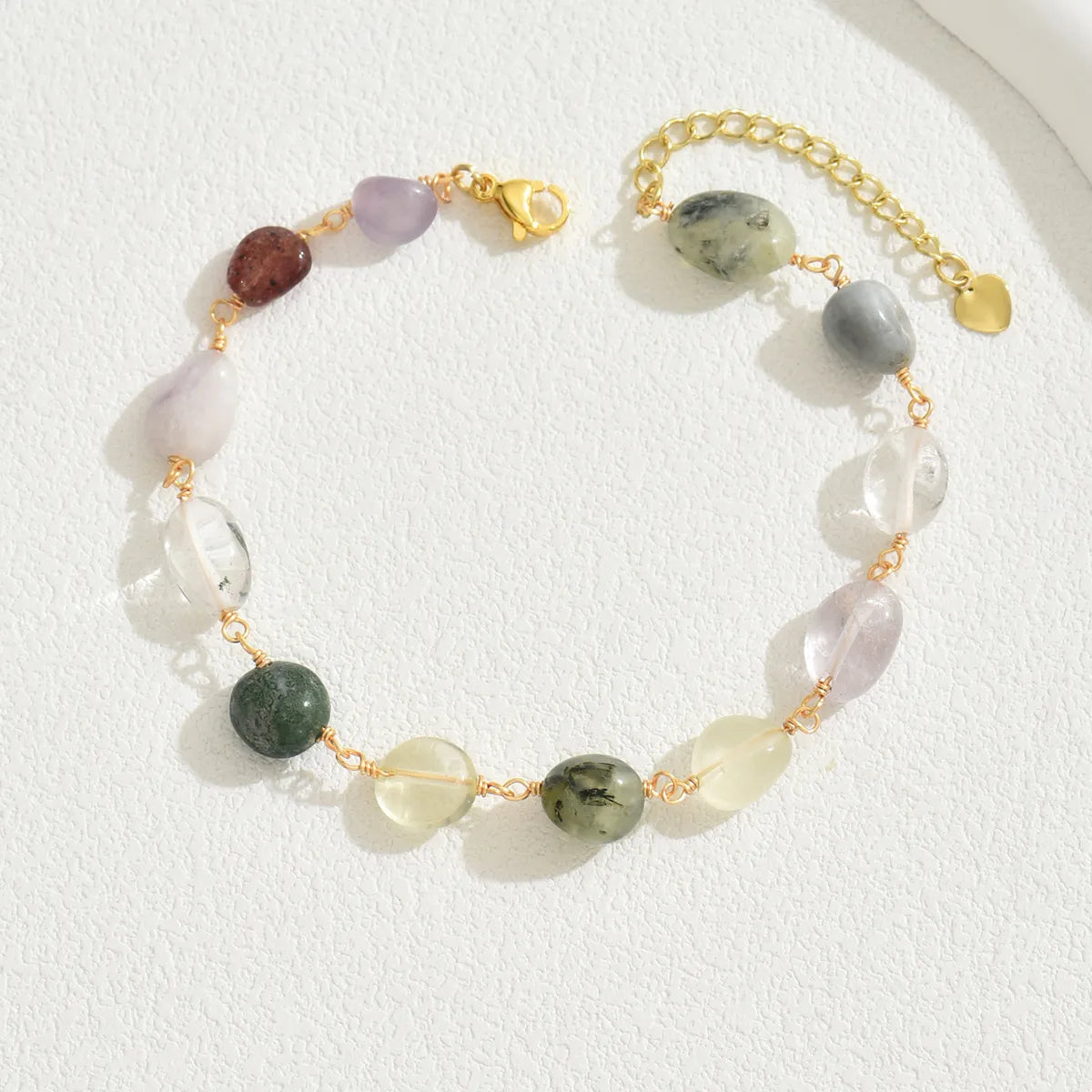 18K Gold Plated Irregular Gemstone Anklet – Vacation Beach Style | Dariya Jewelry