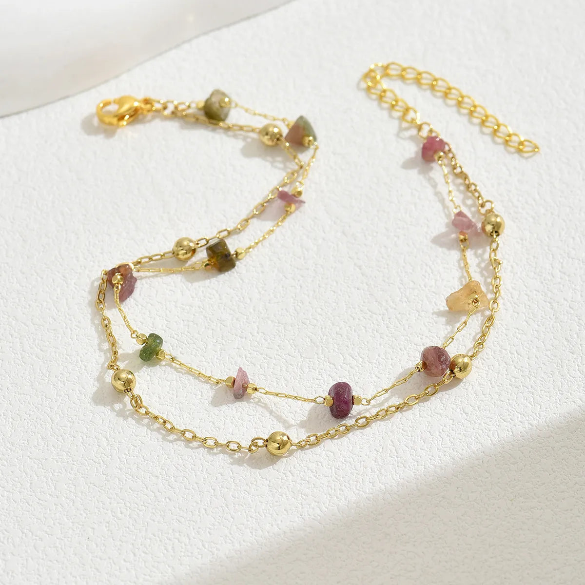 18K Gold Plated Irregular Gemstone Anklet – Vacation Beach Style | Dariya Jewelry