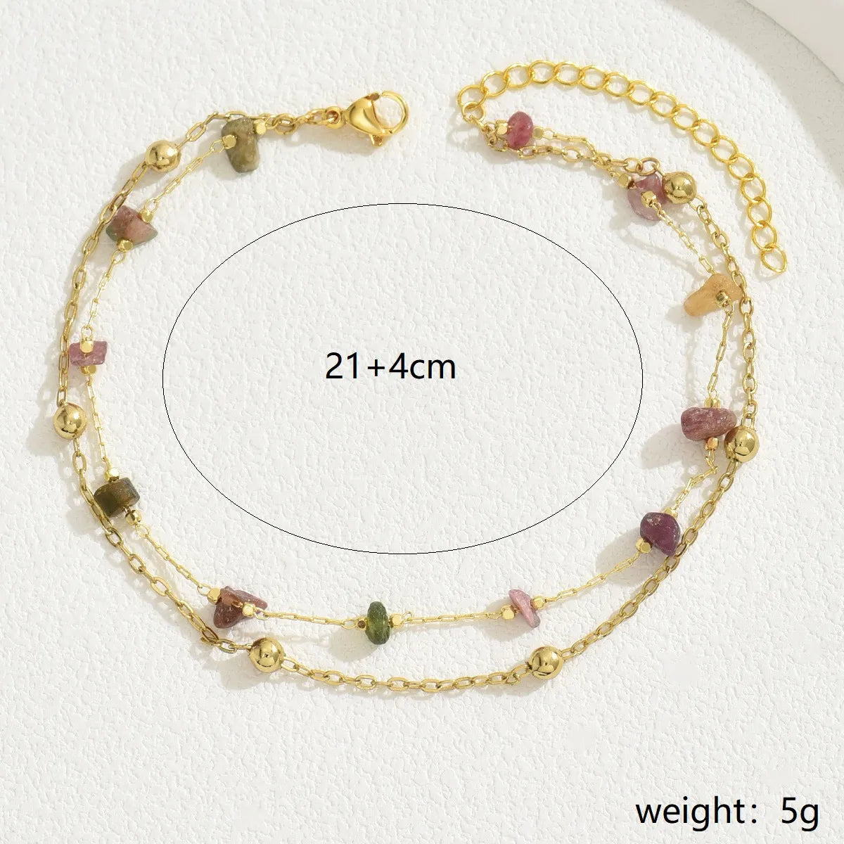 18K Gold Plated Irregular Gemstone Anklet – Vacation Beach Style | Dariya Jewelry