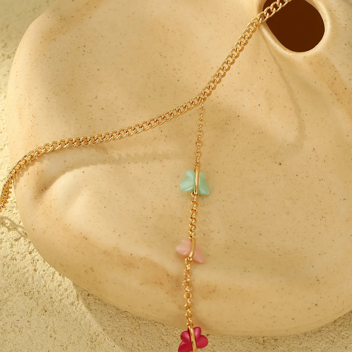 Classic Butterfly Anklet – Gold-Tone Alloy, Colorful Charms | Dariya Jewelry