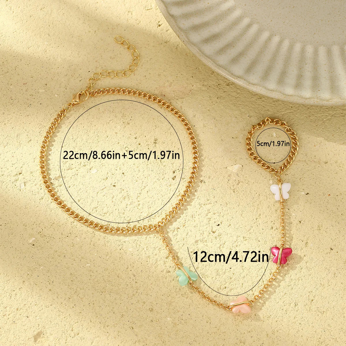 Classic Butterfly Anklet – Gold-Tone Alloy, Colorful Charms | Dariya Jewelry