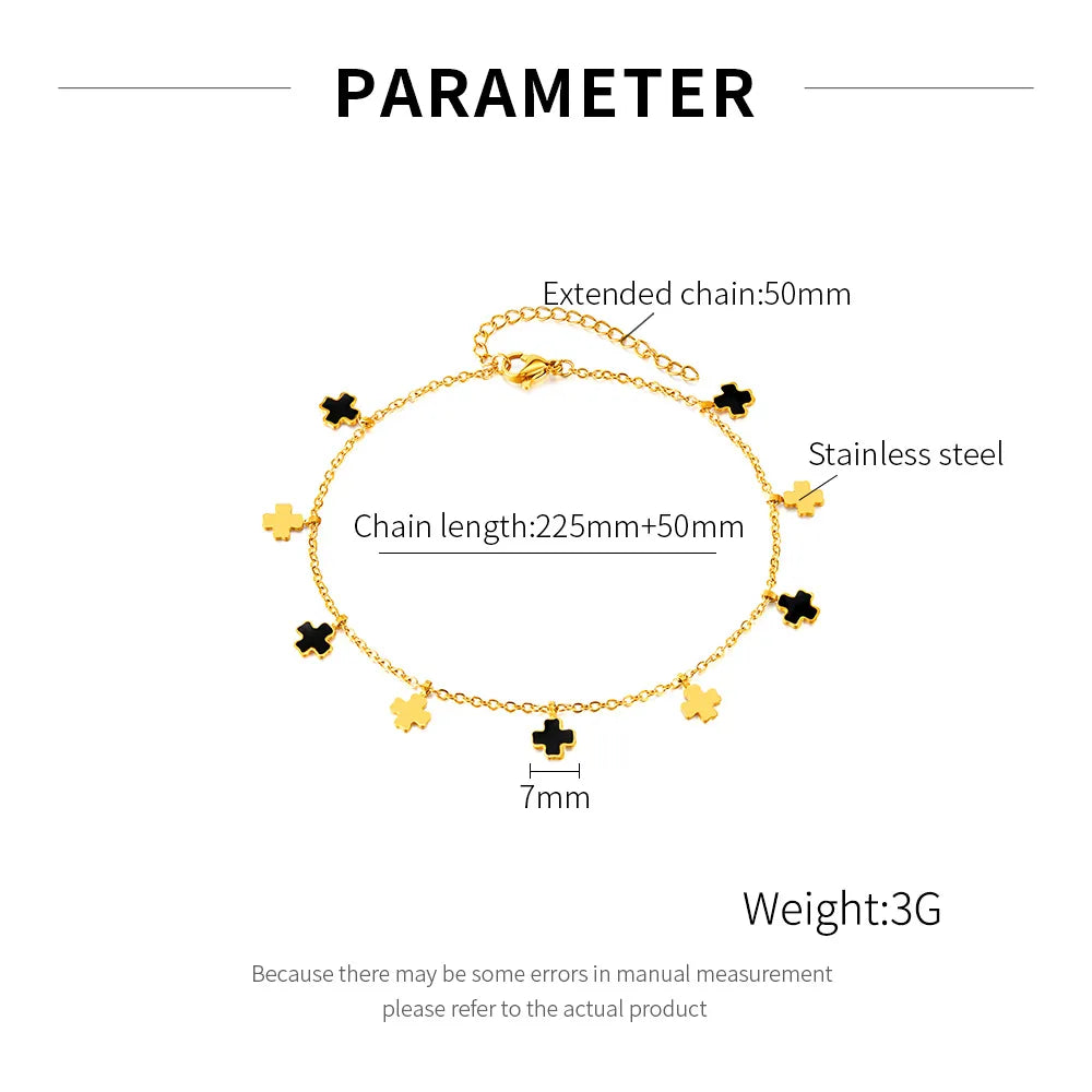 Gold Cross Anklet – Simple Style 304 Stainless Steel Charm Chain | Dariya Jewelry