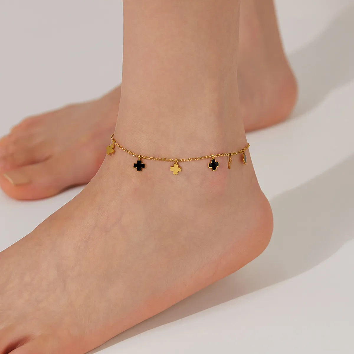 Gold Cross Anklet – Simple Style 304 Stainless Steel Charm Chain | Dariya Jewelry
