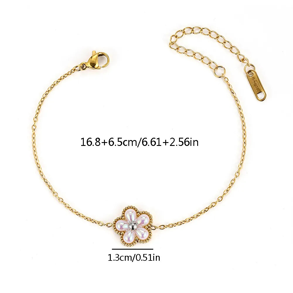 Gold Flower Anklet – 304 Stainless Steel Beach Jewelry by Dariya