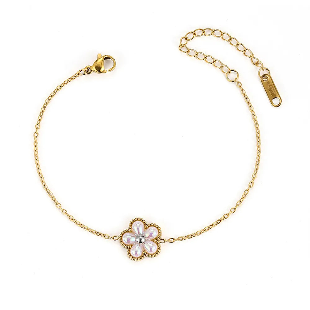 Gold Flower Anklet – 304 Stainless Steel Beach Jewelry by Dariya