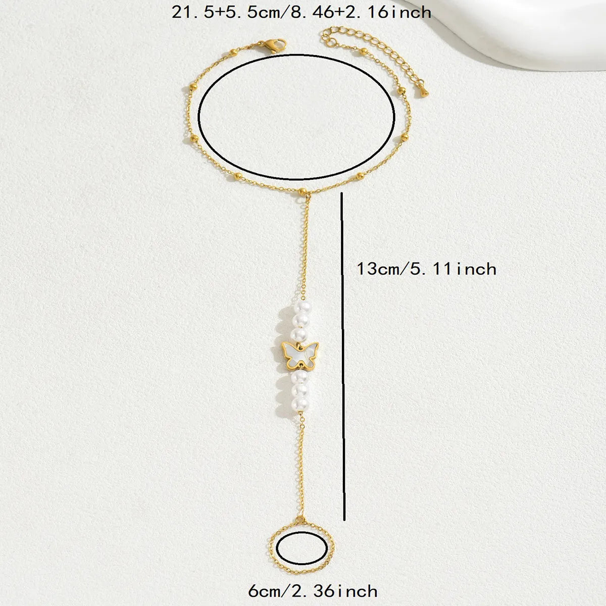 Butterfly Pearl Anklet – 18K Gold Plated Stainless Steel Charm | Dariya Jewelry SKU: ADIY67