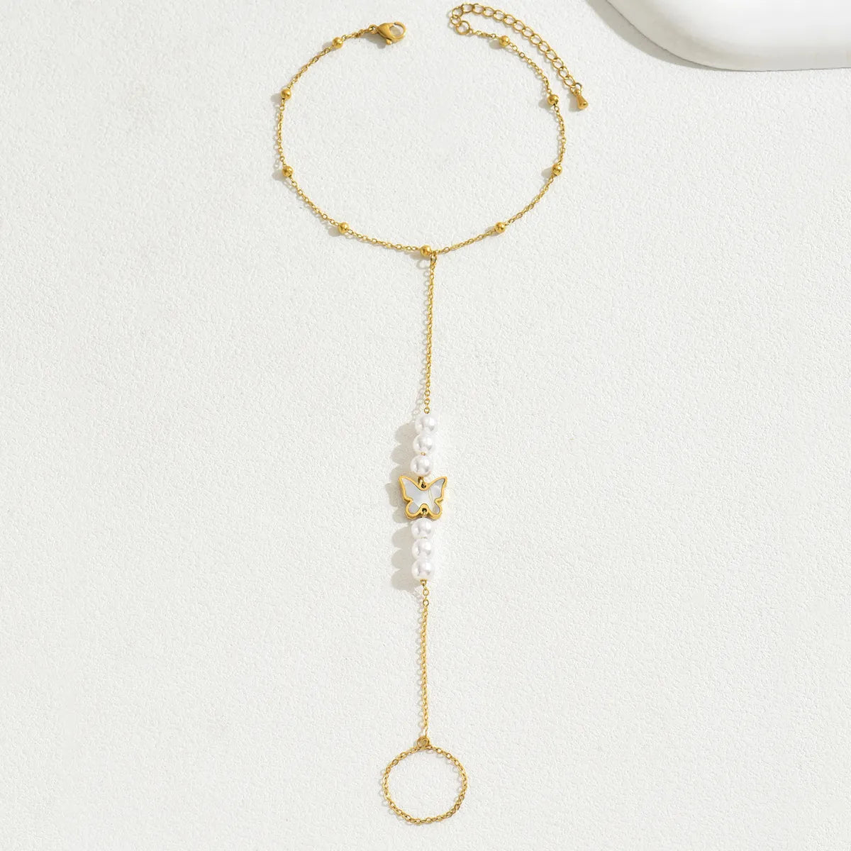 Butterfly Pearl Anklet – 18K Gold Plated Stainless Steel Charm | Dariya Jewelry SKU: ADIY67