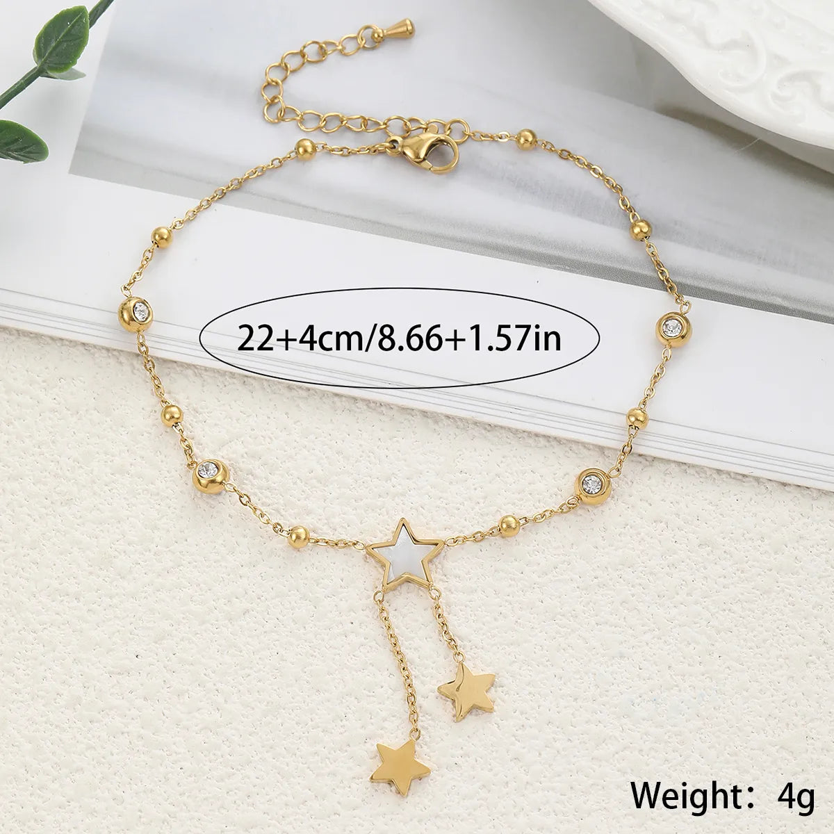 Star Charm Anklet – 18K Gold Plated Stainless Steel with Zircon Accents