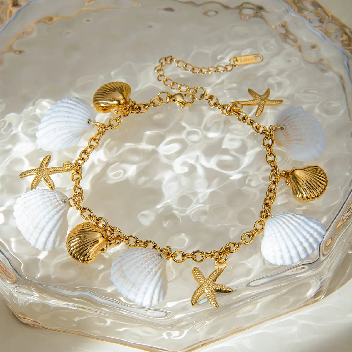 Tropical Starfish Shell Anklet - 18K Gold Plated 304 Stainless Steel