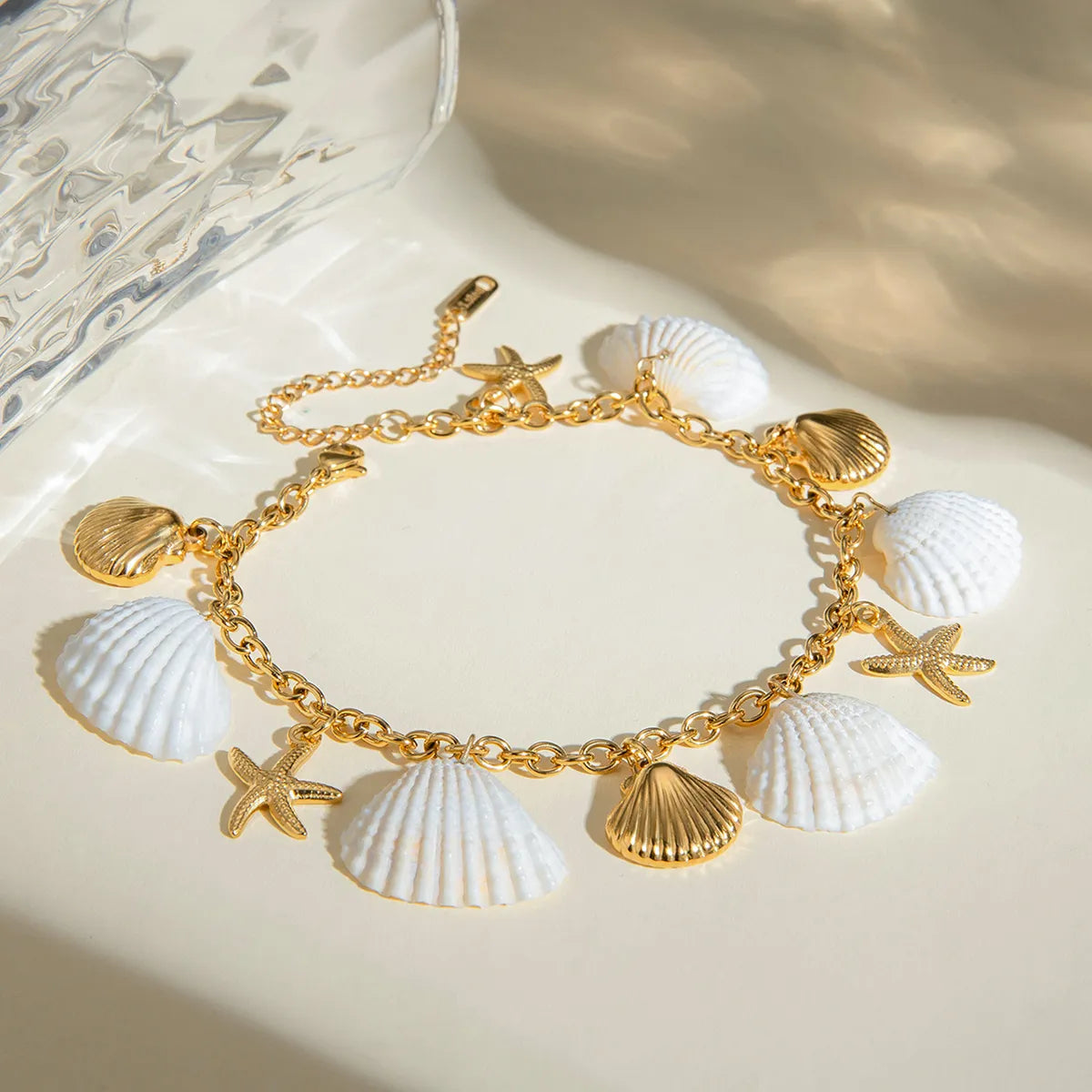 Tropical Starfish Shell Anklet - 18K Gold Plated 304 Stainless Steel
