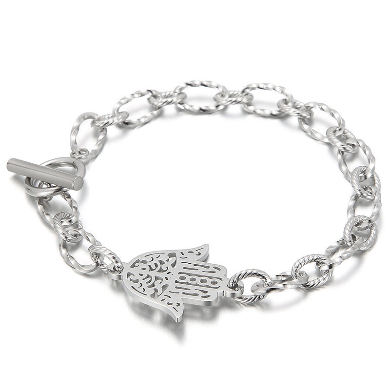 Hamsa Hand Charm Bracelet – Gold or Silver Titanium Steel | Dariya Jewelry