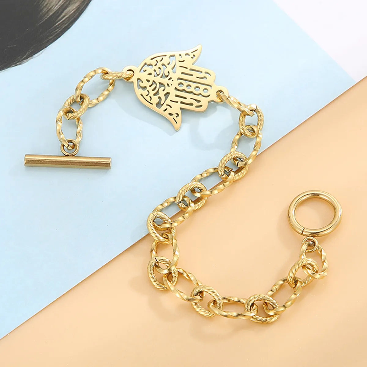 Hamsa Hand Charm Bracelet – Gold or Silver Titanium Steel | Dariya Jewelry