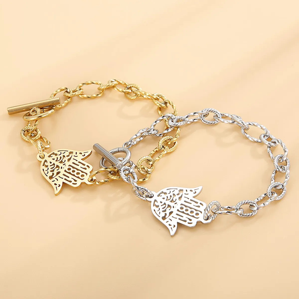 Hamsa Hand Charm Bracelet – Gold or Silver Titanium Steel | Dariya Jewelry