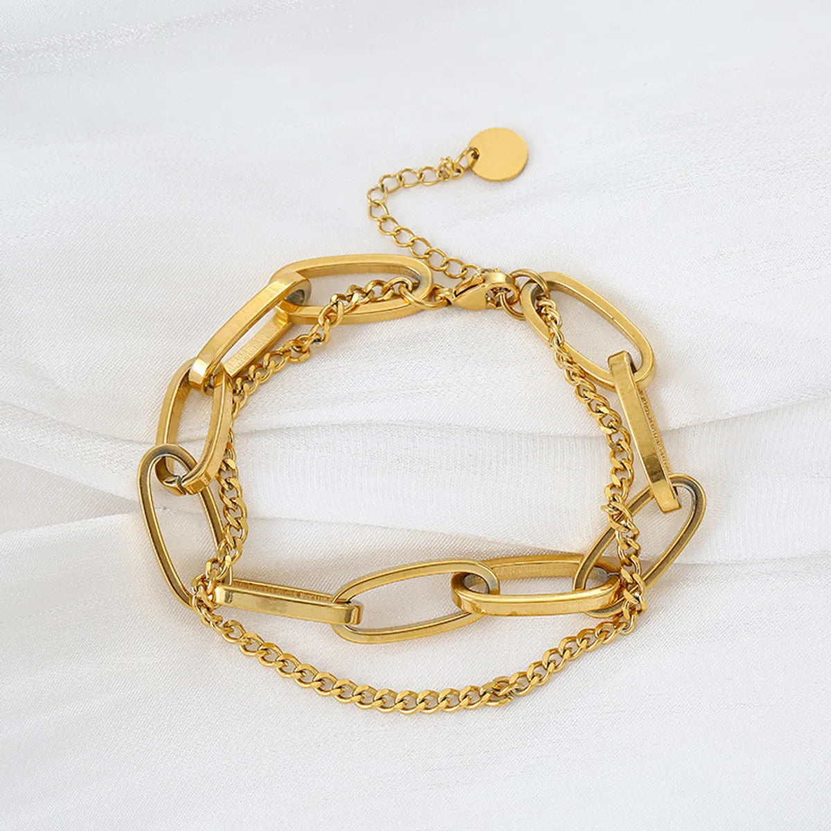 Geometric Solid Color Titanium Steel Plating Bracelet – 18K Gold Plated
