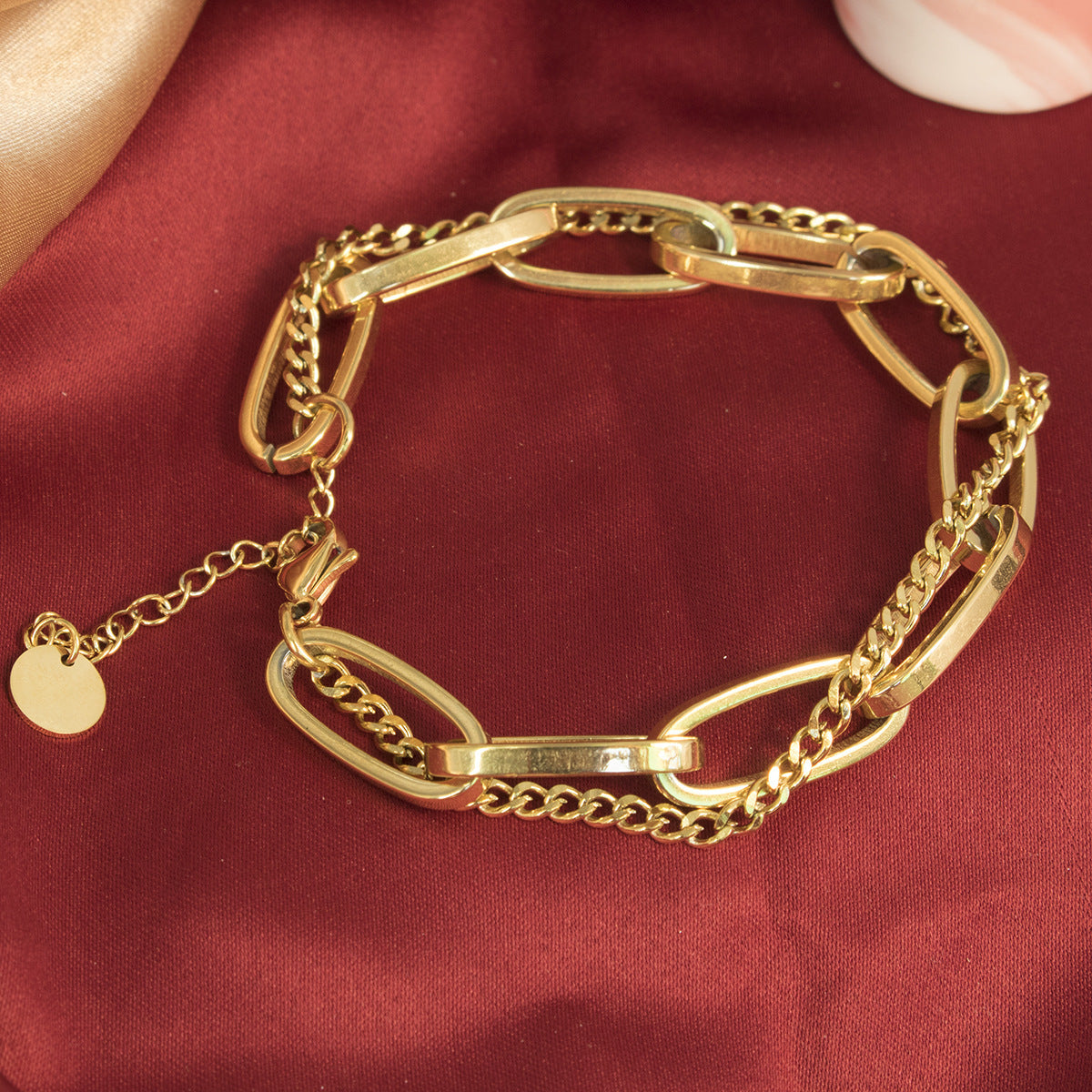 Geometric Solid Color Titanium Steel Plating Bracelet – 18K Gold Plated