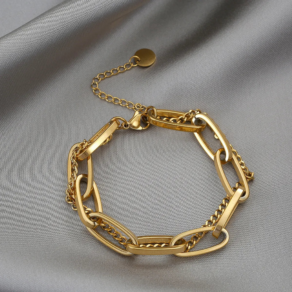 Geometric Solid Color Titanium Steel Plating Bracelet – 18K Gold Plated