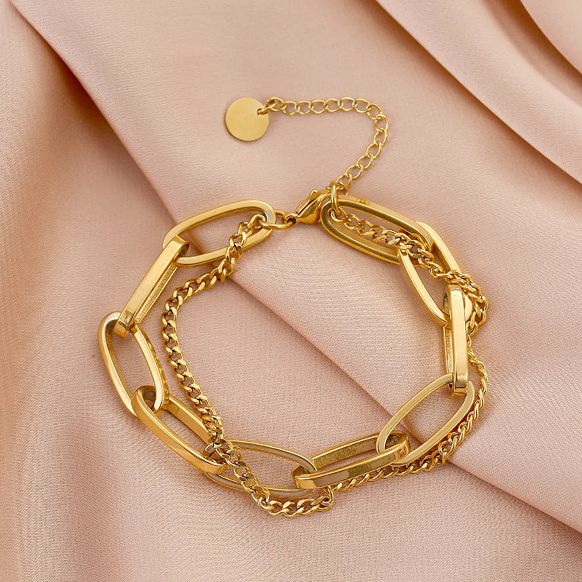 Geometric Solid Color Titanium Steel Plating Bracelet – 18K Gold Plated