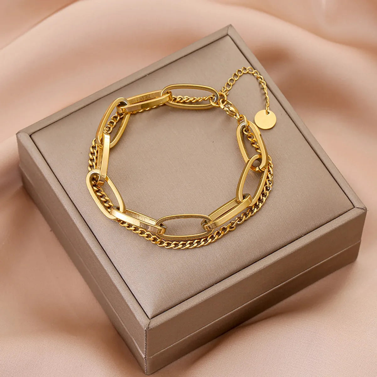 Geometric Solid Color Titanium Steel Plating Bracelet – 18K Gold Plated