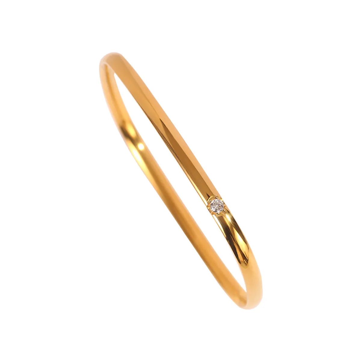 Lady Geometric Titanium Steel Plating Zircon Bangle - Elegant & Trendy (1 Piece)