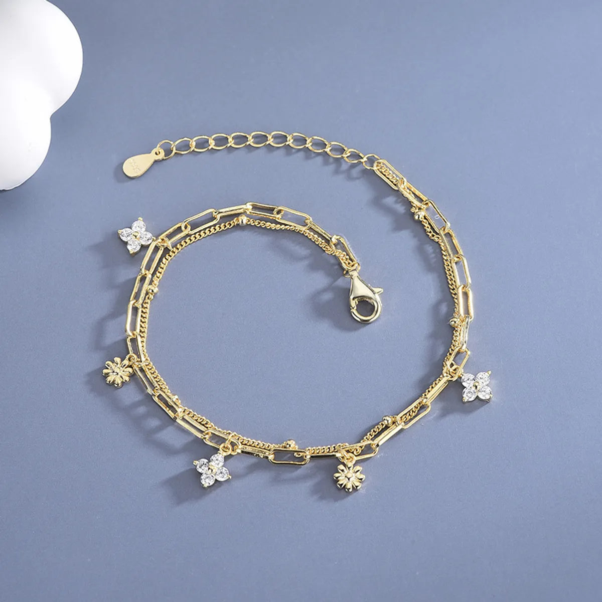 Simple Style Flower Sterling Silver Inlay Zircon Bracelet - Elegant & Stylish