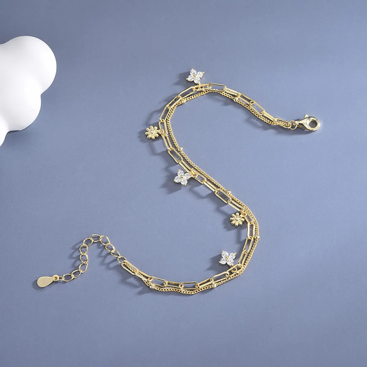 Simple Style Flower Sterling Silver Inlay Zircon Bracelet - Elegant & Stylish