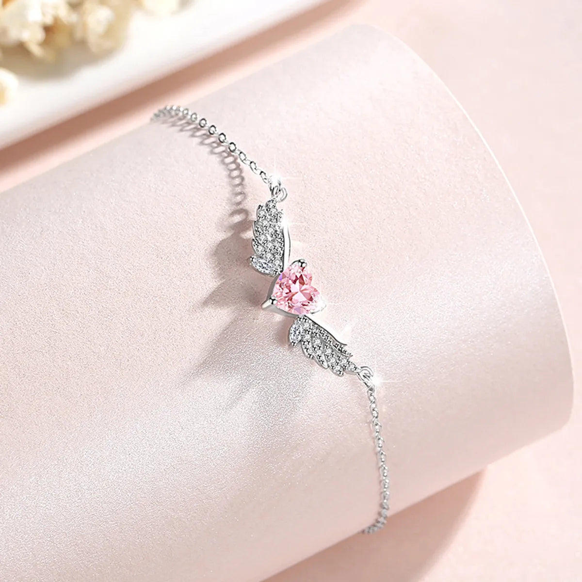 Simple Style Heart Shape Sterling Silver Zircon Bracelet for Women | Elegant & Chic