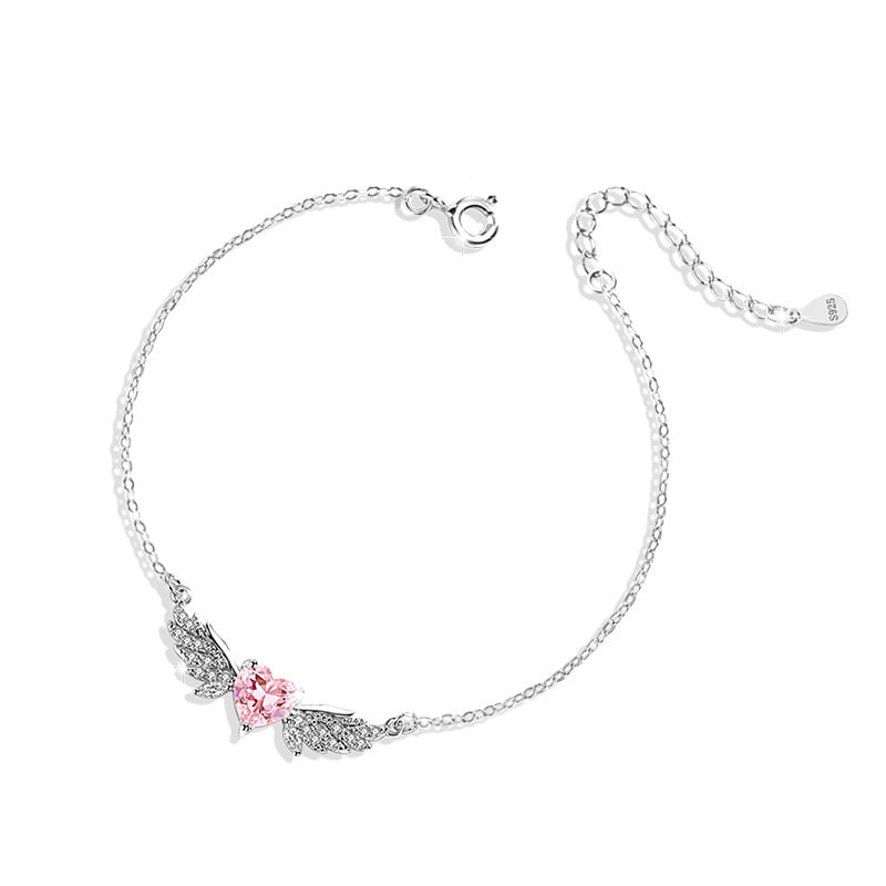 Simple Style Heart Shape Sterling Silver Zircon Bracelet for Women | Elegant & Chic