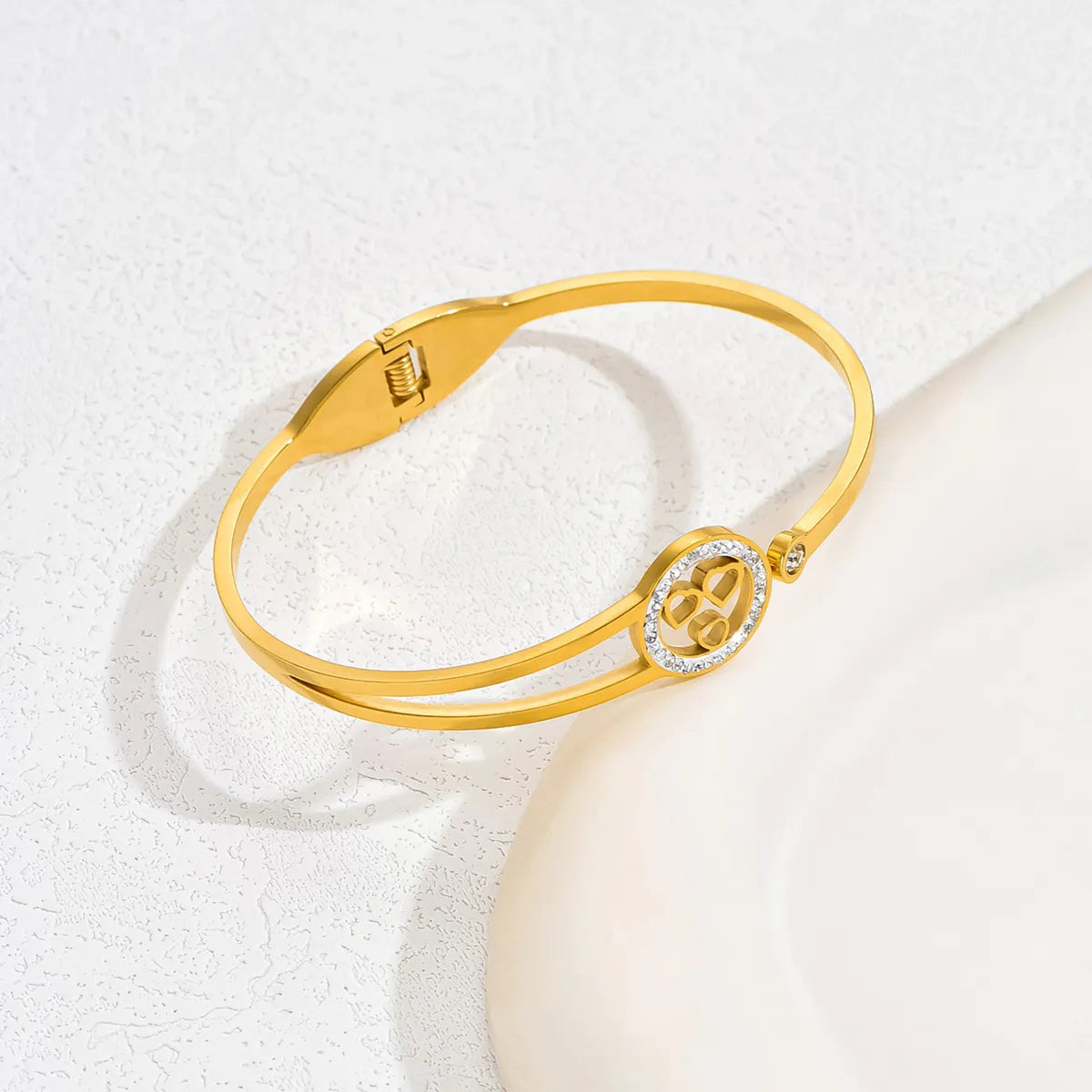 18K Gold Plated Tree & Heart Charm Bangle – Stainless Steel Shine