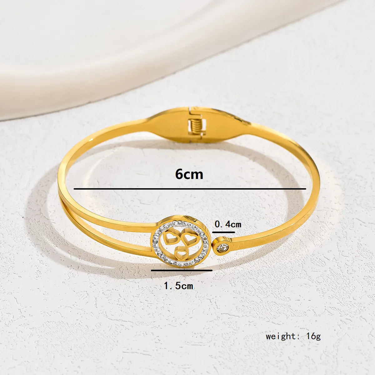 18K Gold Plated Tree & Heart Charm Bangle – Stainless Steel Shine