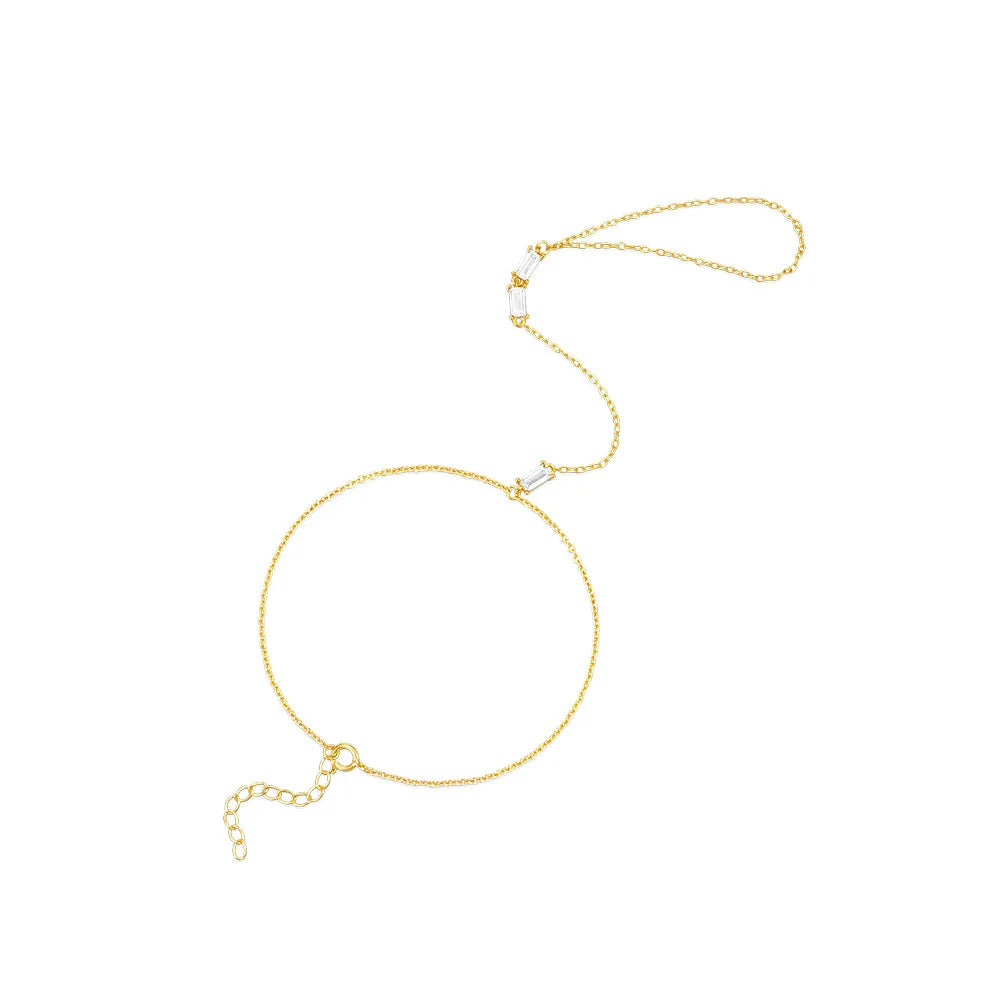 Sterling Silver Simple Style Shiny Bracelet with Zircon Inlay for Women