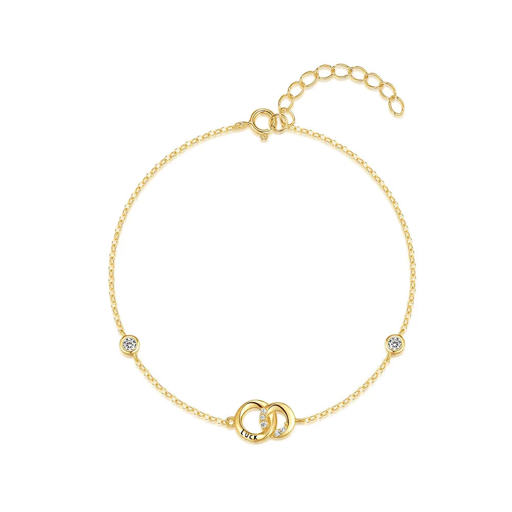 Sterling Silver Simple Style Bracelet with Zircon Inlay for Women