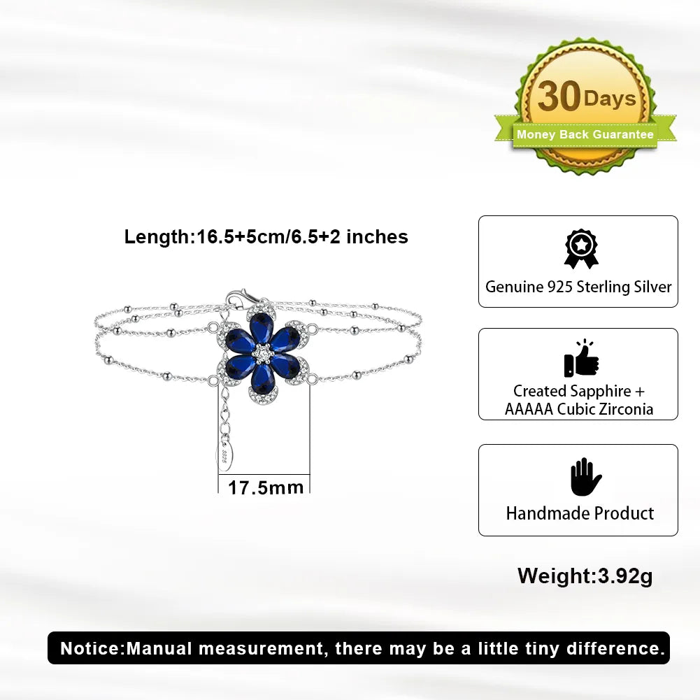 Sterling Silver White Gold Plated Flower Zircon Bracelet - Simple & Shiny