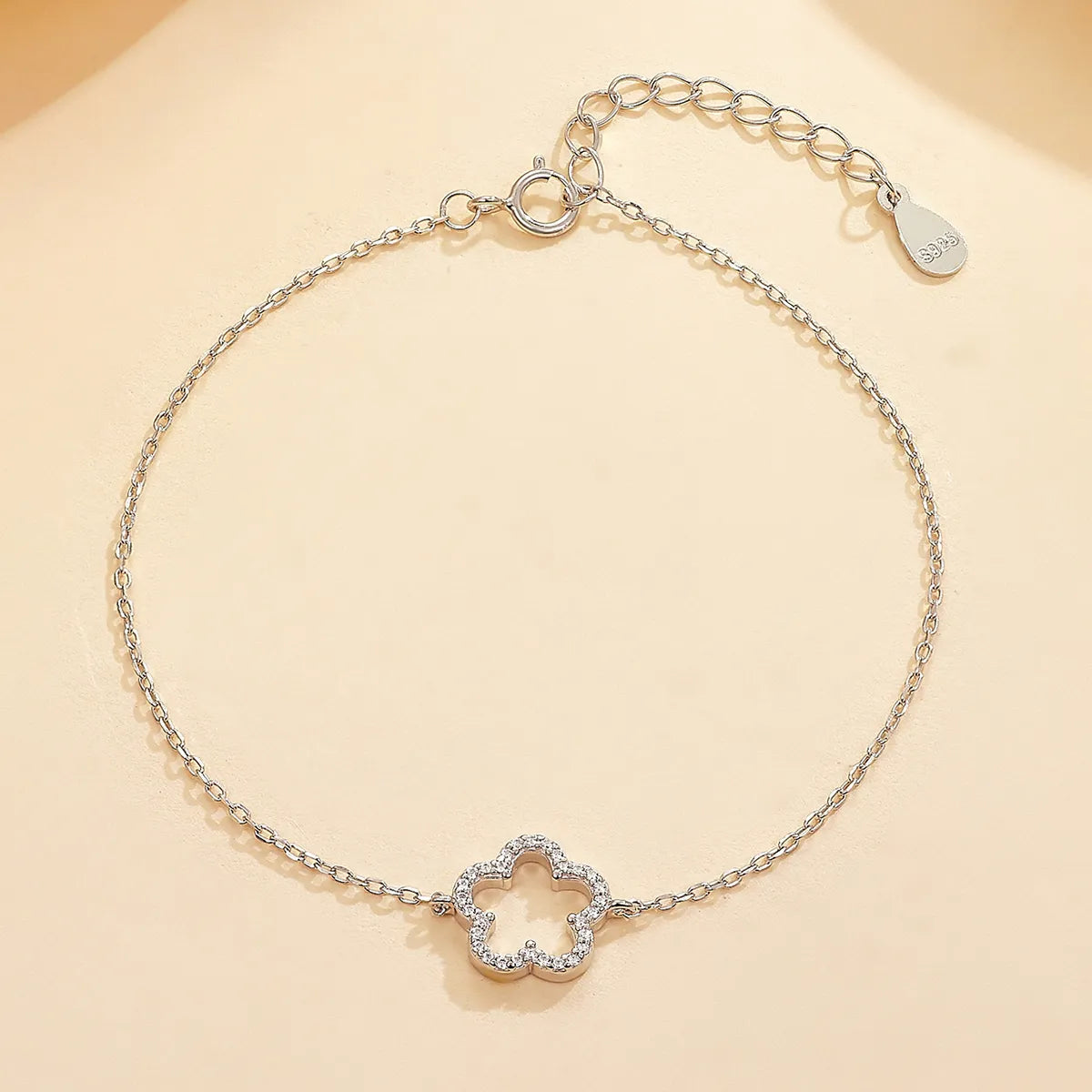 Sterling Silver Flower Zircon Bracelet – Cute Romantic Gold & Silver
