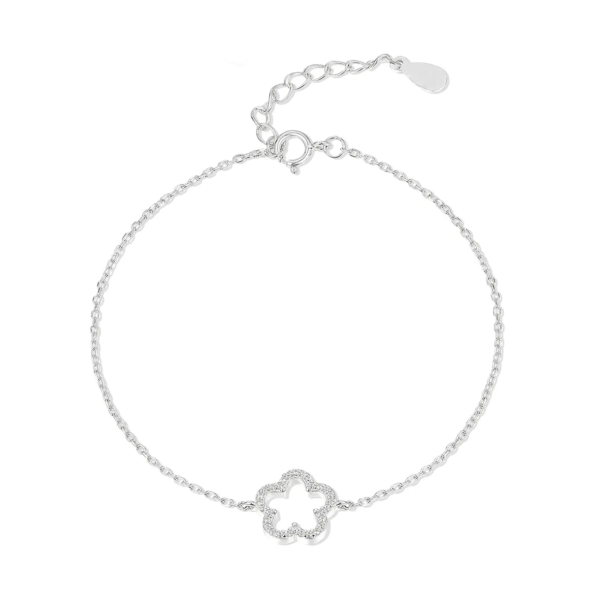 Sterling Silver Flower Zircon Bracelet – Cute Romantic Gold & Silver